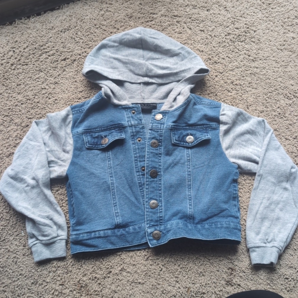 Children's Denim Jacket with Gray Hood